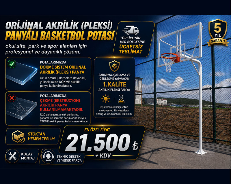 Tek Direkli Basketbol Potası & Akrilik Cam